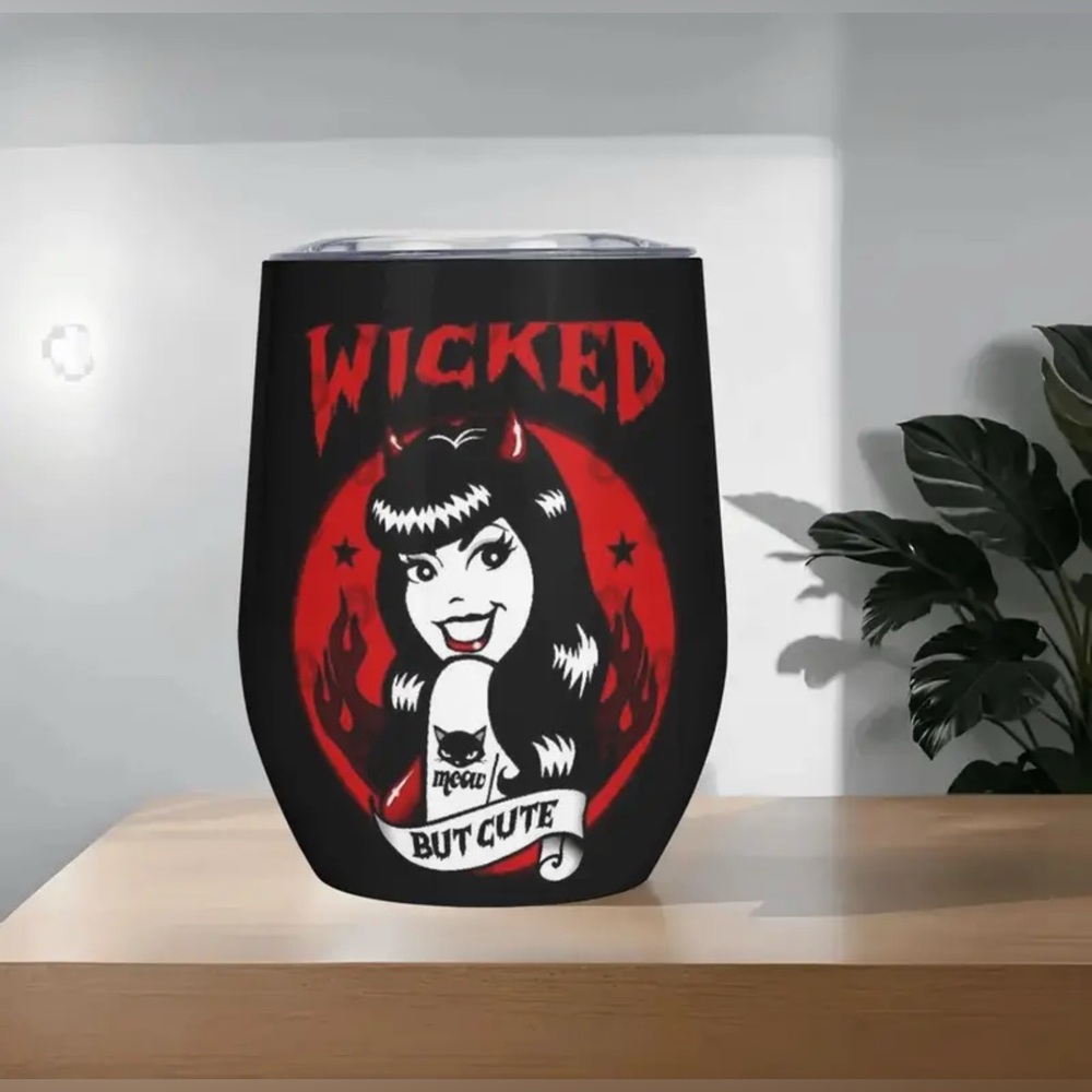 New Wicked But Cute Black Stainless Steel Tumbler